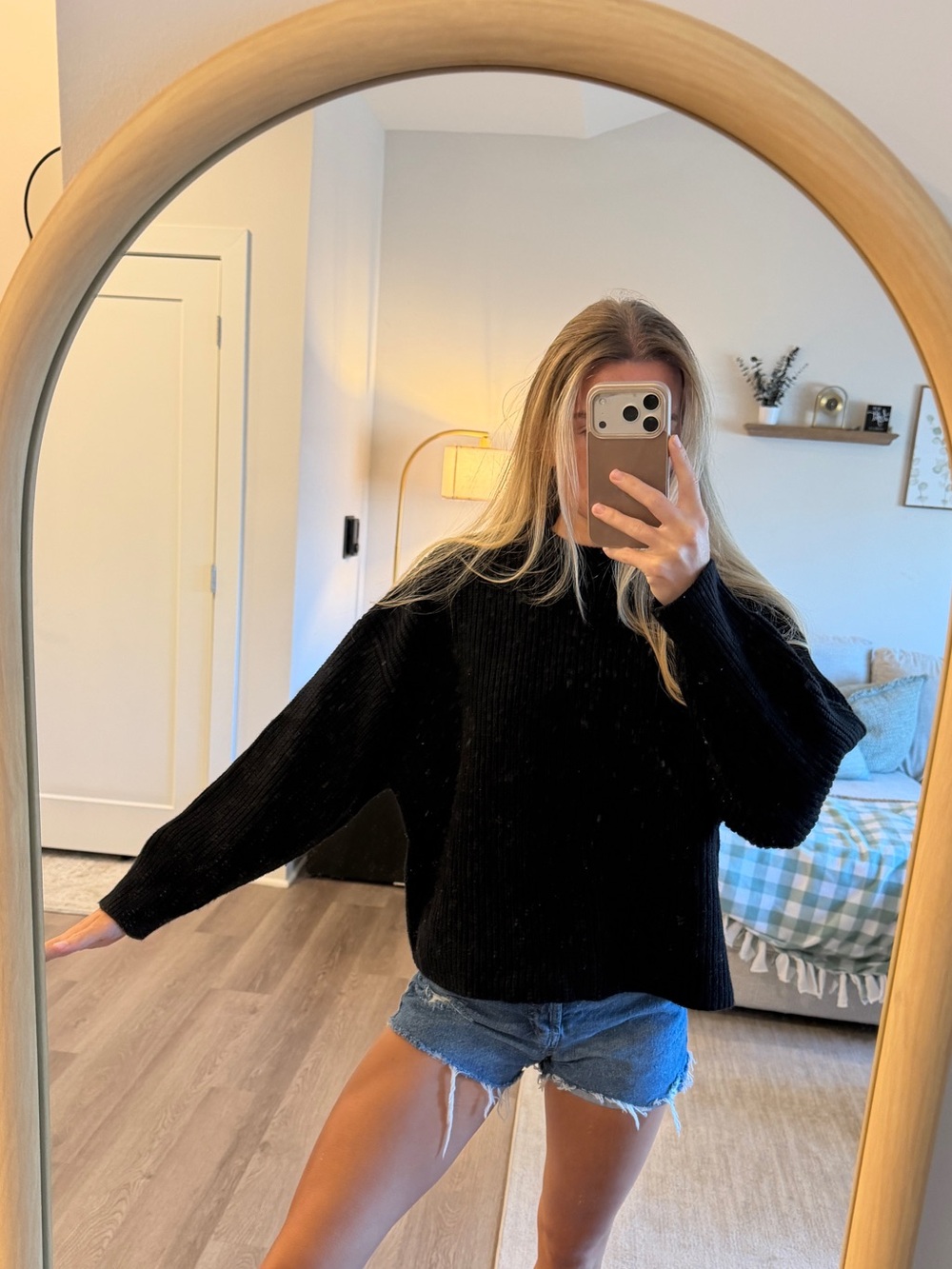 Zara Black Oversized Crewneck Sweater
